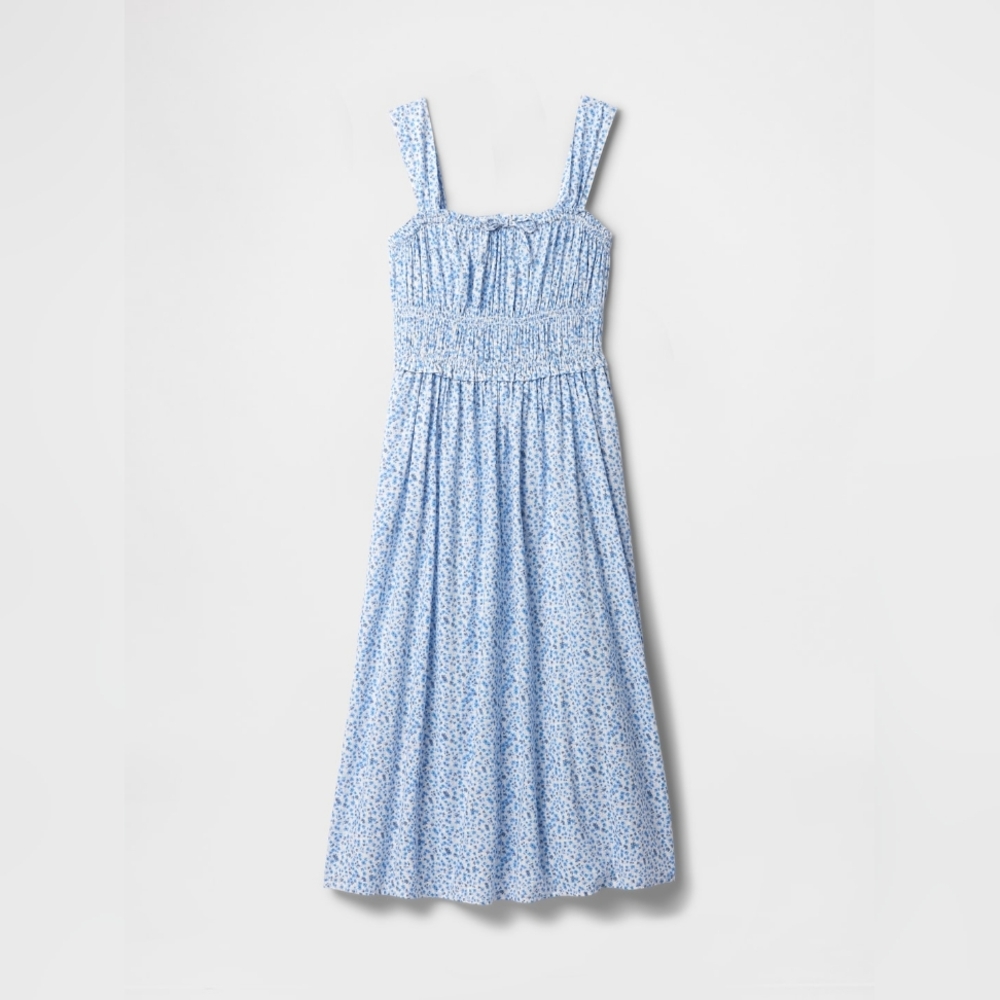 NWT GAP Smocked Midi Dress Light Blue Floral - Picture 6 of 6